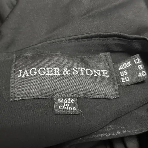 Jagger & Stone Liv Black Satin Balloon Long Sleeve Peasant Mini Bodycon Dress 8