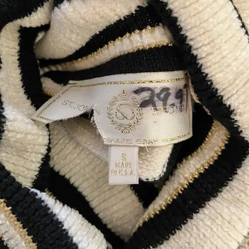St. John Vintage Sport Striped Chenille Turtleneck Tunic Sweater