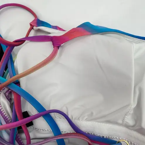 La Blanca Sunset Shores Swimsuit SZ 8 One Shoulder Ombre NWT Rainbow Multicolor