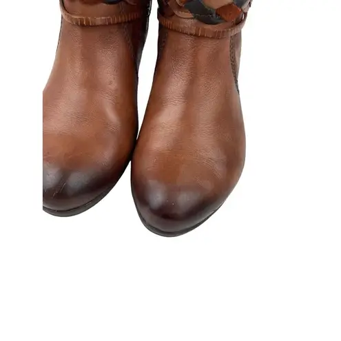 Pikolinos * Heeled Ankle Booties Womens Size 40 Brown Leather Zip Braided Strap