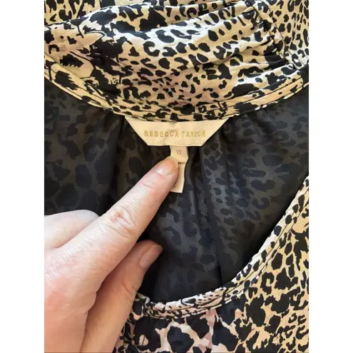 Rebecca Taylor Shift Dress Size 12 Long Sleeve Silk Leopard Animal Print