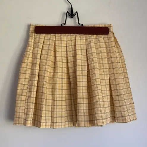 Cali 1850 | High Waisted Plaid Pleated Mini Skirt Yellow sz XS