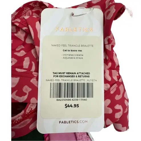 Fabletics  Naked Feel Triangle Bralette Size XL Haute Red Leopard Kiss NWT