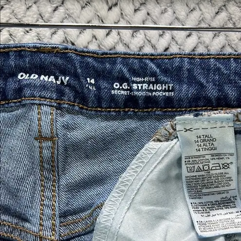 Old Navy  High Rise OG Straight Jeans Size 14 Tall Med Wash Secret Smooth Pockets