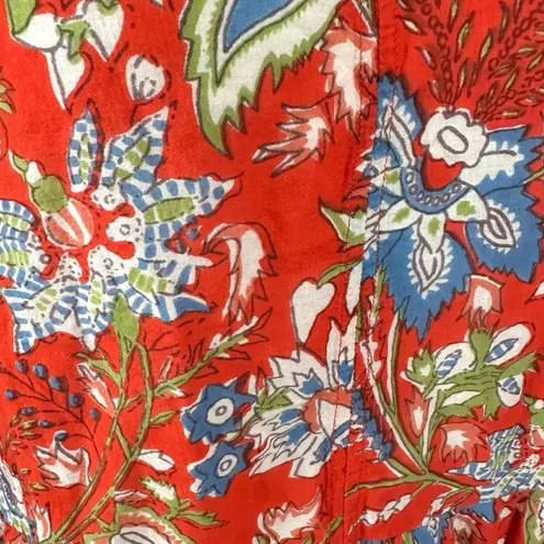 Velvet Lilah Dress in Rouge Medium Bohemian Indian Cotton 70s Floral Summer Red