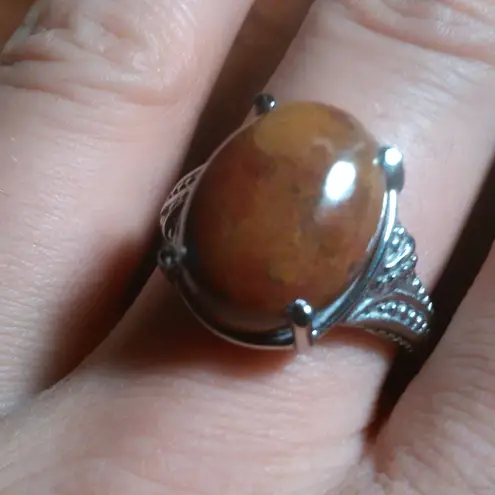 Aqua Nueva Moss Stainless Steel Solitaire Ring (Size 9)