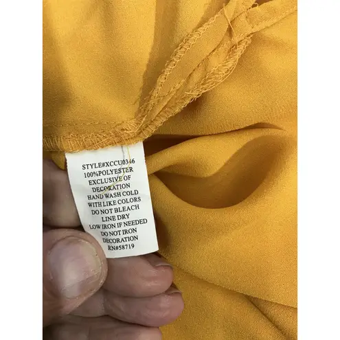 Ny Collection Womans XL Gold V Neck Long Sleeve Pullover Blouse