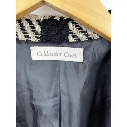 Coldwater Creek Houndstooth Blazer Chenille Jacket Black Size 12 Petite Womens
