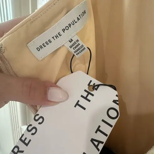 Dress the Population Kady Sequin Tiered Tulle Midi Dress – Cream Multi NWT