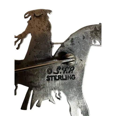 Rare Frank Salcido Sterling Silver Native American Rider Brooch β Signed STP