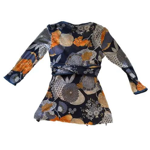 Sweet Pea Y2K floral print wrap mesh top