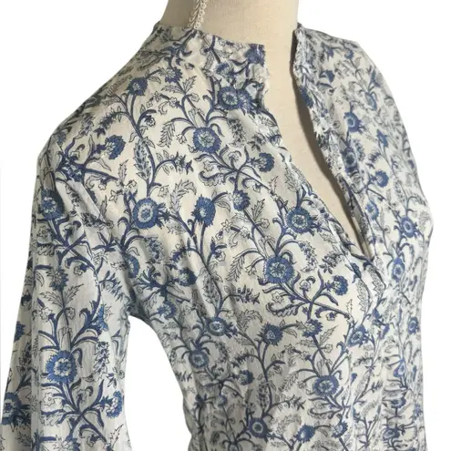 Livro Classic Kurta Midi Tunic Blue White Floral Dress XS