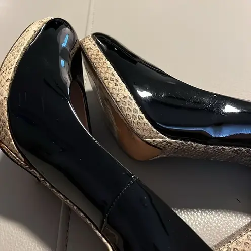 Chloé Black patent leather animal print high heels EUSz 39 US 9 Snake Python