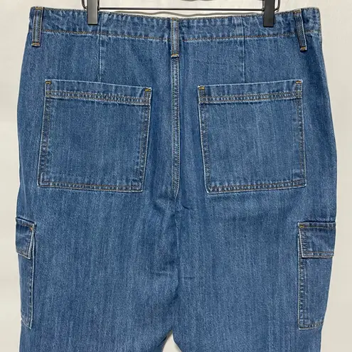 Universal Thread Cargo Boyfriend Jeans Mid Rise 100% Cotton Medium Wash Size 14 Blue