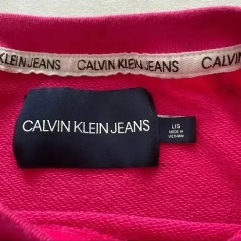 Calvin Klein Jeans White logo cropped sweatshirt womens size Lg