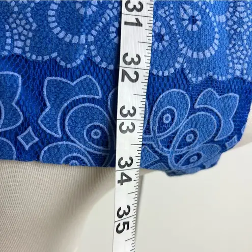 Elle Blue Lace Sleeveless Dress with Black Belt, Women's Size Medium