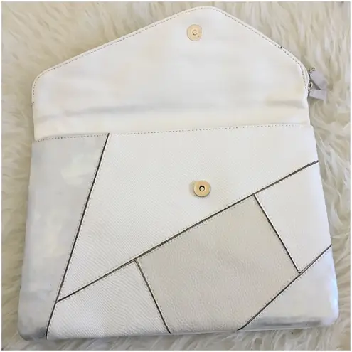 Street Level Nasty Gal White Grey Right Angle Geometric Patchwork Clutch