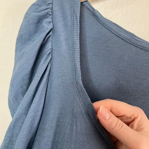 Nation Ltd Womens Thea Sweetheart puff sleeve Blue Smocked Waist Maxi Dress M