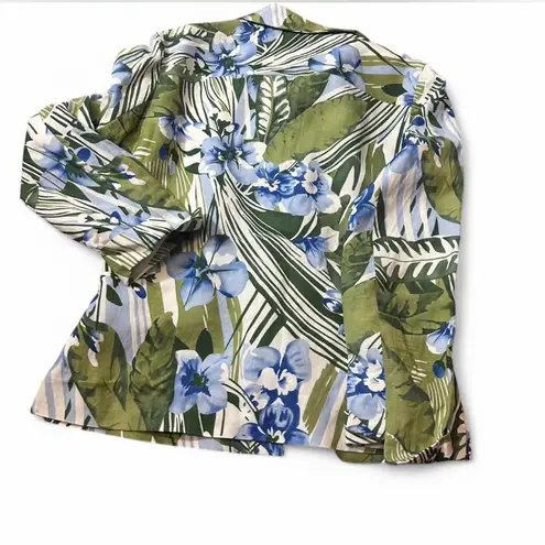 Kasper  Linen‎ Blend Tropical Print Blazer