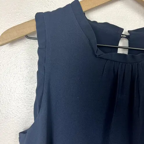 Sézane Sezane Adeline Shift Dress Size 38 US Medium Sleeveless Navy Blue Ruffle Lined