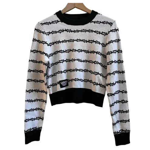 Lurking Class by Sketchy Tank Thorns White & Black Crop Knit Sweater Size XS Multiple