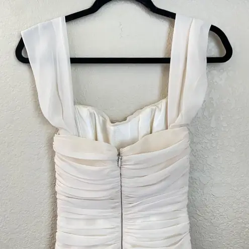 House Of CB  CARLOTTA IVORY RUCHED DRAPED CHIFFON DRESS SZ XS