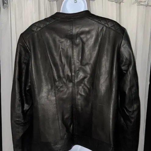 Sleek Black Leather Jacket for Women Size XL