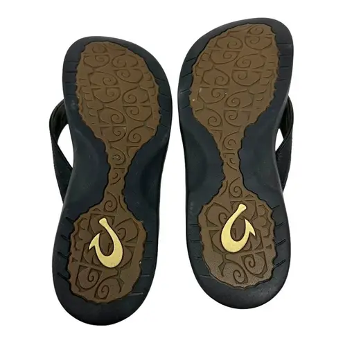 Olukai  Ohana Black and White Flip Flop Size 10