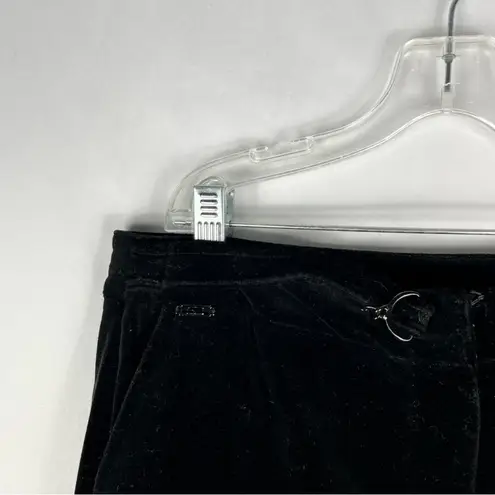 St. John Sport Black Velour Velvet Straight Leg Chain Detail Slack Pants Size 4