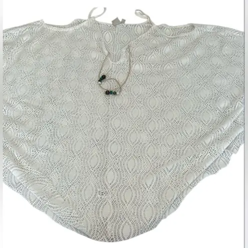 St Tropez West szM white lacy flowy boho cold shoulder cover up front tie EUC Size M