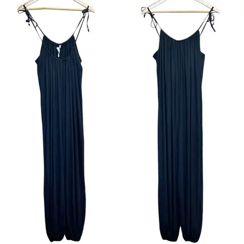 Vitamin A Black Eco-Rib Balloon-Leg Jumpsuit Swim Coverup Salted Granola Beachy