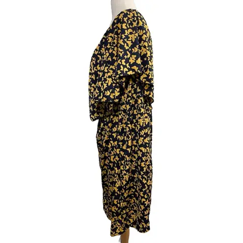 Indulge Women's Dress 3X Black Yellow Butterfly Print