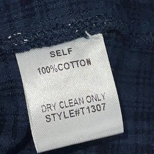 re:named Womens Cold Shoulder Blouse Top Tie Side Plaid Cotton Blue Size Small