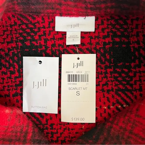 J.Jill red black brushed plaid blazer shacket NWT size Small