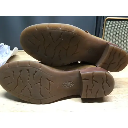 Sofft Bristow Saddle Suede Ankle Booties Women's 8.5 Tan Laser Cut Side Zip