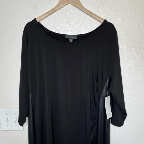 Karen Kane black faux leather accent midi dress size 3X