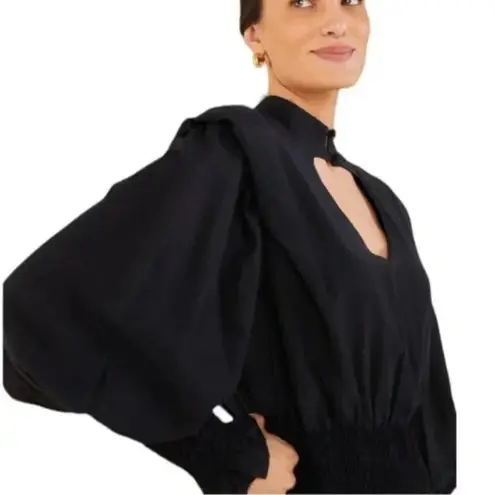 Farm Rio Black Heart Neckline Smocked Detail Mini Dress Size S NWT