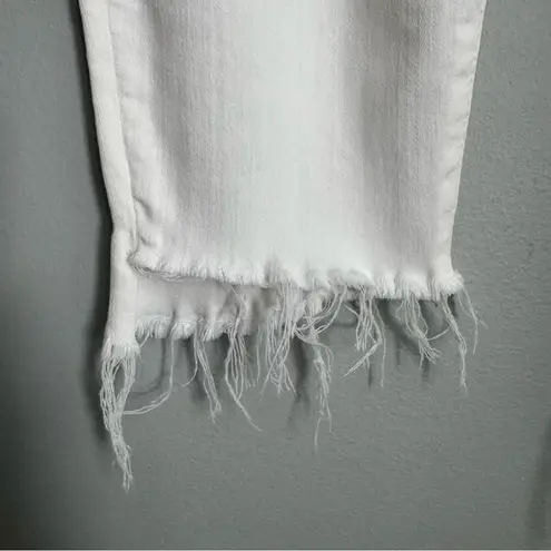 MOTHER Denim Stunner Zip Ankle Step Fray Jeans in Little Miss Innocent Rinse 27 White