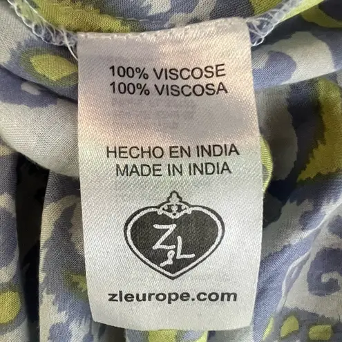 Z & L Europe Boho Long Sleeve Printed Beach Pool Swim Cover Up Dress Size M Blue Size M