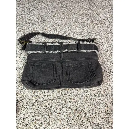 XPONNI Y2K Grunge Black Denim Tote Bag Unisex Crossbody Handheld