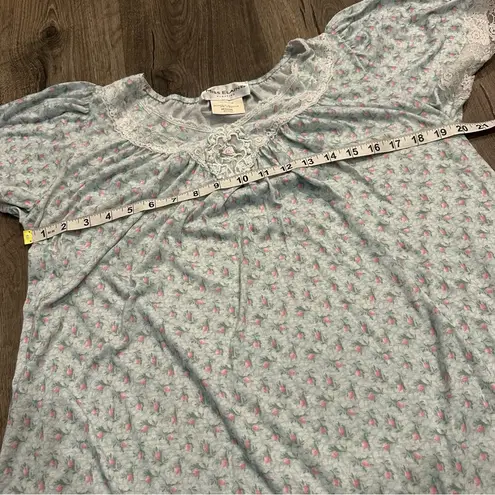 Miss Elaine Nightgown Women’s M Blue Floral Short Sleeve Sleepwear Cottagecore Size M