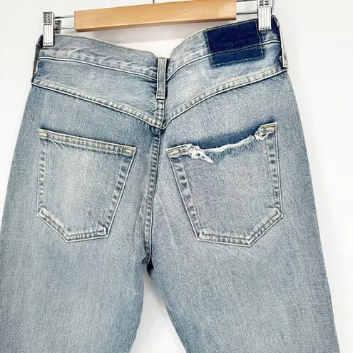 AMO Destroyed Loverboy Jeans Cropped Straight Distressed Retro Wash Women's 25 Blue