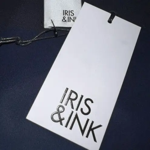 IRIS & INK Dress V Neck Short Sleeve Lined Navy Blue NWT Size 2