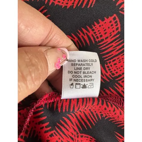 Pleione Nordstrom Women's Allover Graphic Pullover Split Neck Hi-Lo Blouse L