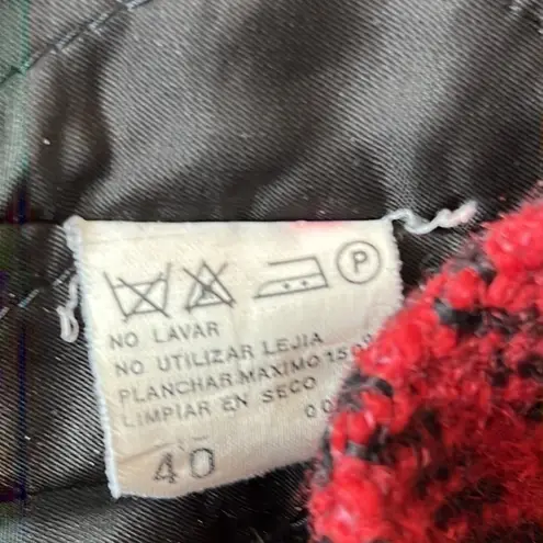 GUY LAROCHE Paris Vintage Double Breasted Long Plaid Wool Coat Size 40/M Classic Red Size M