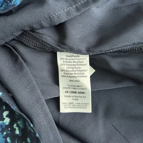 Terra & Sky Dress 4X Semi Sheer Lined Flowey Blue Dots Long Sleeve Chiffon