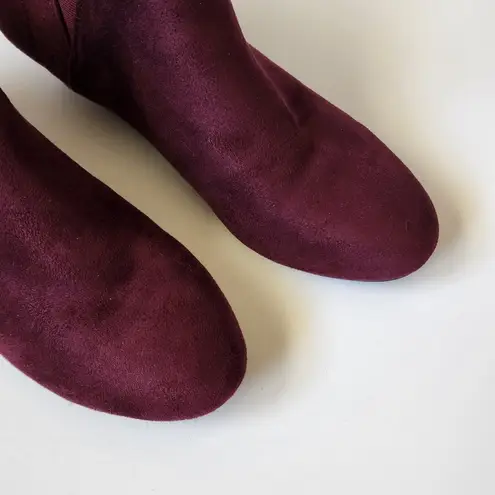 Marbella Chloe maroon microsuede sliver wedge booties size 7