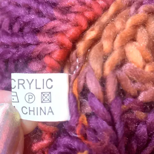 None Knit Beret Hat Coral Pink Orange Purple Blue Tonal Shades Warm Winter Essential