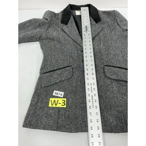 Womans International Scene Tweed Button Blazer 8 Black Collar