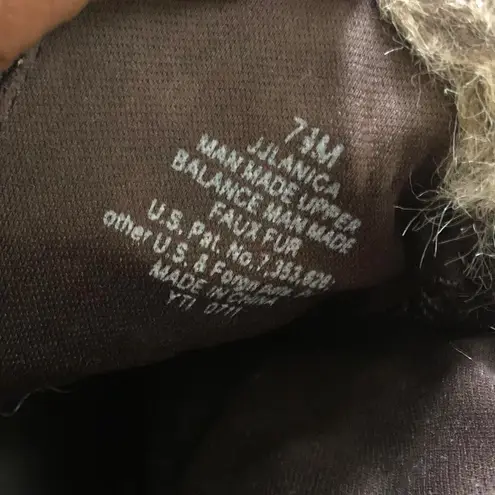 Y2K 2000s Subversive Goth Whimsygoth Brown faux fur wedges heels ankle boots booties large gold buckle chunky platform - Image 3